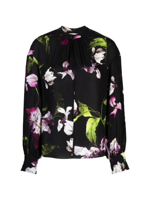 floral-print balloon-sleeve blouse