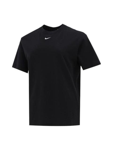 Nike (WMNS) Nike Sportswear Essential Logo Printing Round Neck Pullover Short Sleeve Black T-Shirt DN5698