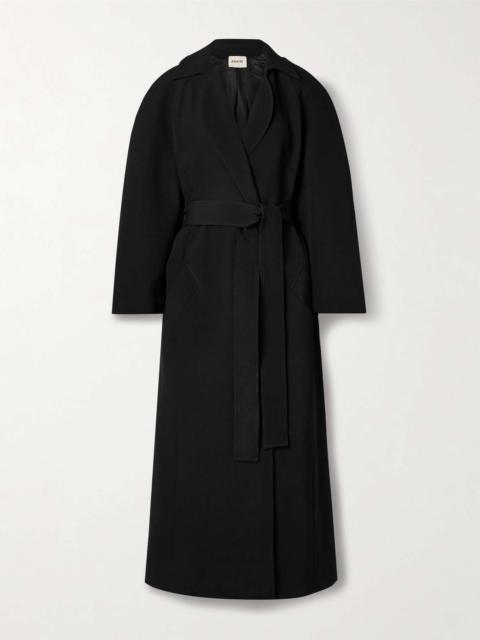 KHAITE Roth belted grain de poudre coat