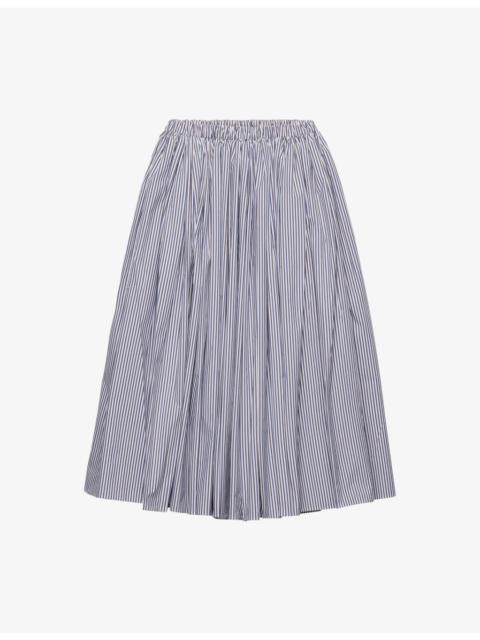 Prada Striped Cotton Poplin Midi Skirt