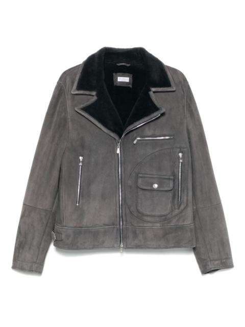 Brunello Cucinelli suede biker jacket