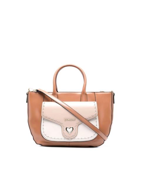 Moschino logo-plaque panelled tote bag