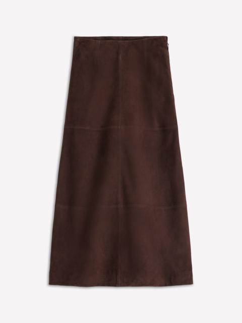 BODEN Suede Midi Skirt-Dark Chocolate
