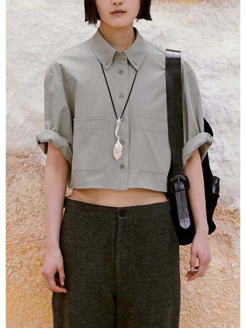 LOW CLASSIC Low Classic Half Sleeve Cropped Shirt - Khaki Grey