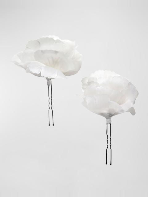 Jennifer Behr Peony Silk Hairpins, Set of 2