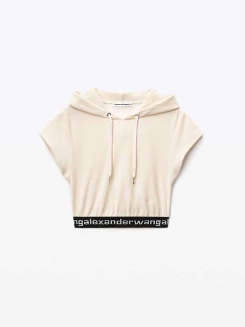 Alexander Wang CAP SLEEVE HOODIE IN STRETCH CORDUROY