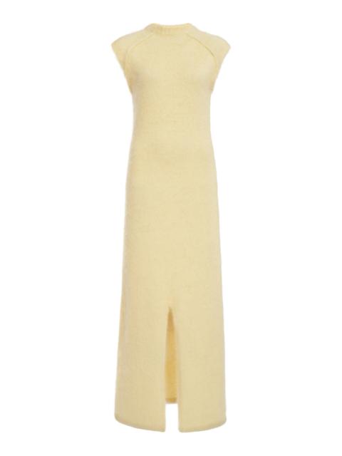 Sleeveless Wool-Silk Midi Dress yellow