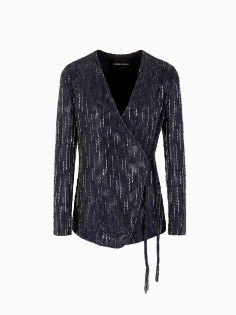GIORGIO ARMANI Long silk jacket with crystal embroidery
