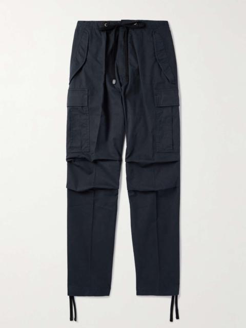 Straight-Leg Pleated Cotton-Twill Drawstring Cargo Trousers
