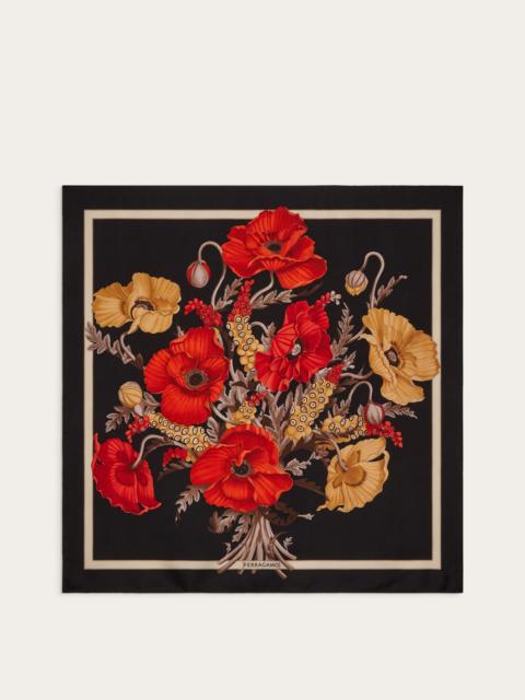 FERRAGAMO Poppies print silk foulard