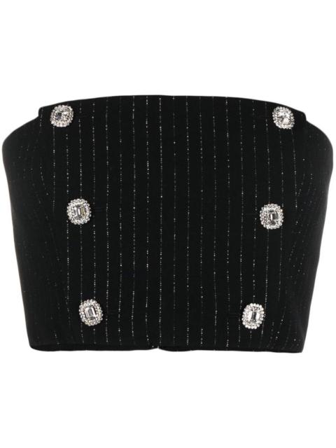 Alessandra Rich pinstripe crystal-embellished crop top