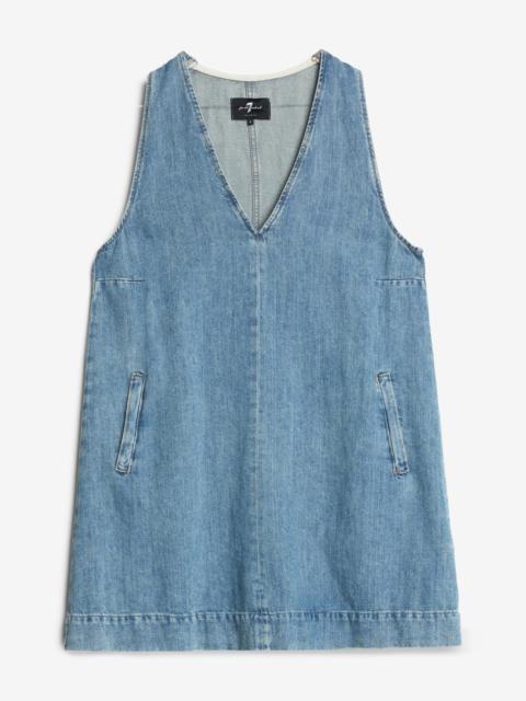 7 For All Mankind Indigo Linen V-Neck Dress in Arizona