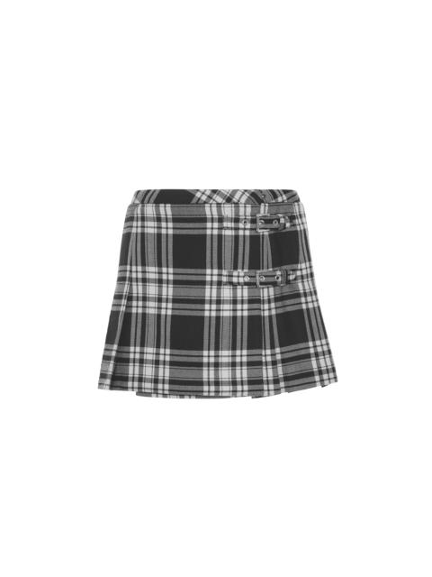 Alessandra Rich TARTAN WOOL MINI SKIRT WITH BUCKLES