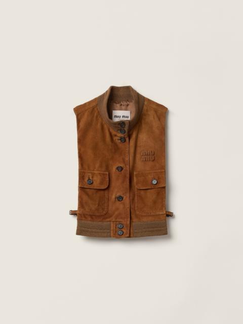 Miu Miu Waxed suede leather vest