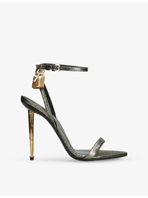 TOM FORD Padlock 105 Metallic-Leather Heeled Sandals
