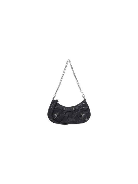 BALENCIAGA Women's Le Cagole Mini Bag With Chain Bb Monogram Denim in Black