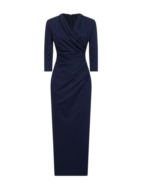 GIORGIO ARMANI Blue ASV viscose blend Milano-stitch midi dress