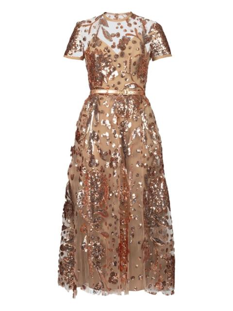 ELIE SAAB embroidered tulle midi dress