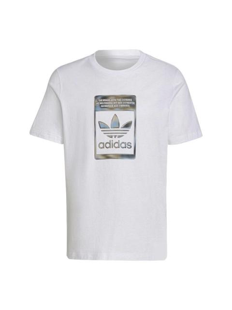adidas adidas originals Camo Infill Tee Retro Logo Sports Round Neck Short Sleeve White H13500