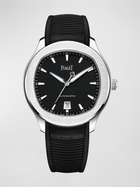 Piaget 42mm Polo Date Watch with Black Rubber Strap