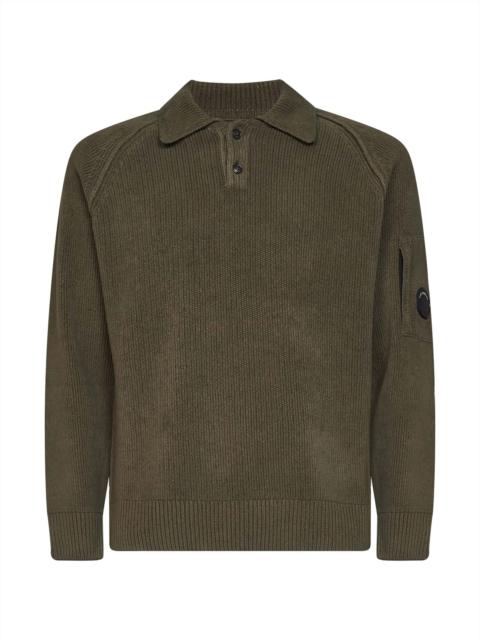 C.P. Company Ivy green cotton chenille Lens long-sleeved polo shirt