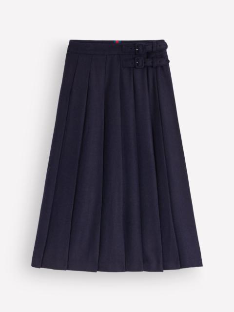 BODEN Pleated Midi Kilt-Navy Herringbone