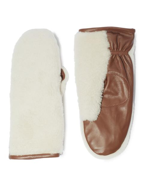 Bouclé merino wool and lambskin leather mittens