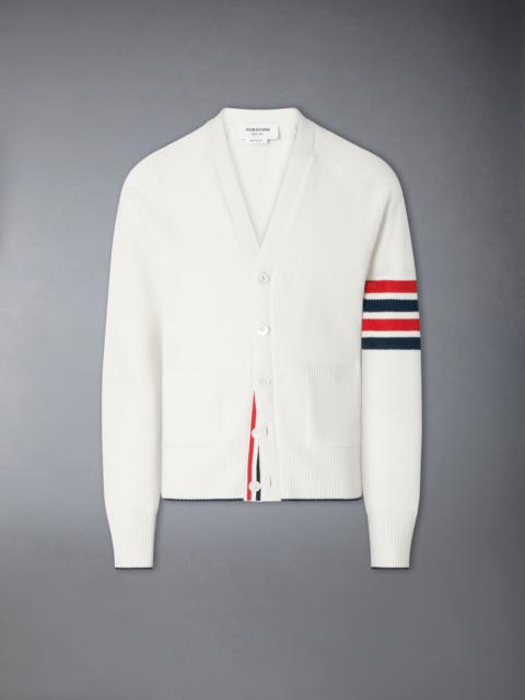 Thom Browne LINEN COTTON 4-BAR RELAXED FIT CARDIGAN