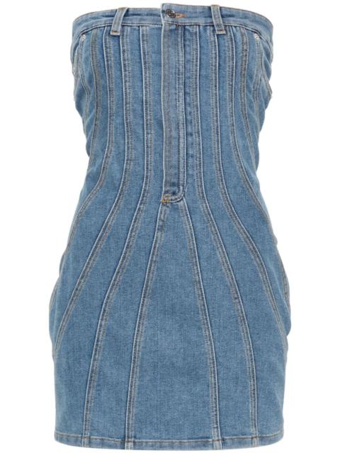 MUGLER denim bustier mini dress