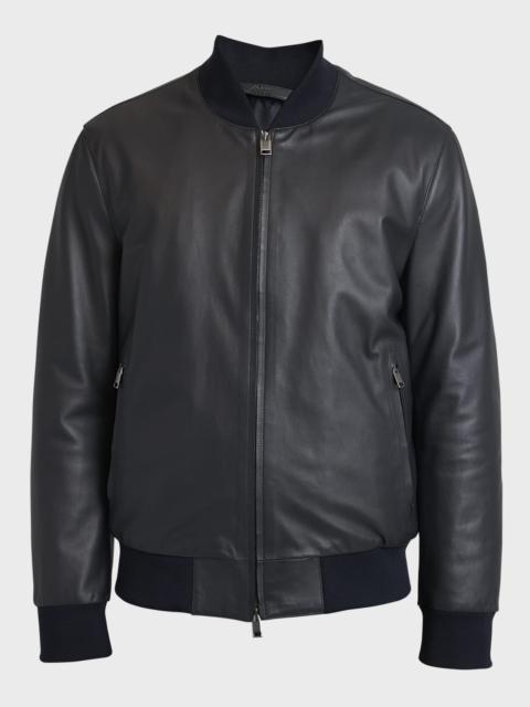 Brioni Men's Classic Leather Bomber Jacket