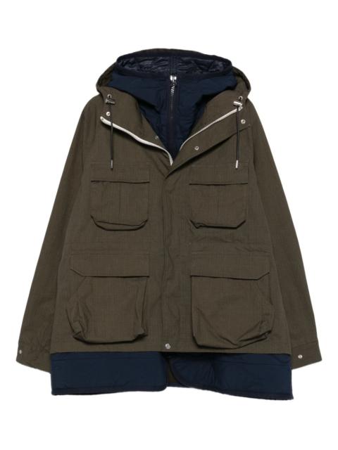 sacai hooded multi-pocket coat