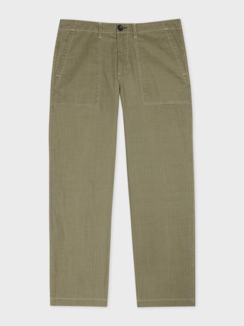 Paul Smith Khaki Coated Slub-Cotton Trousers