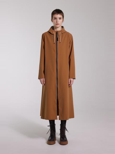 Stutterheim Mosebacke Long Lightweight Matte Zip Raincoat Cognac
