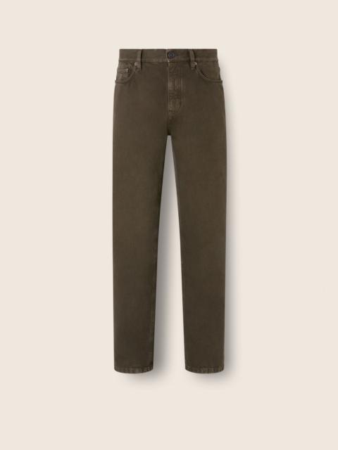 ZEGNA DARK OLIVE GREEN COTTON ROCCIA PANTS