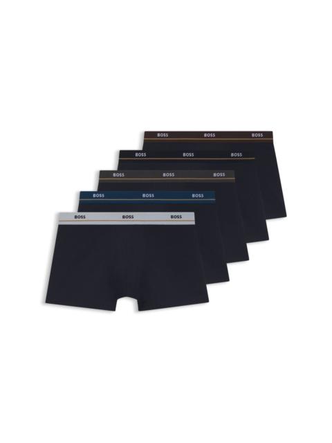 BOSS FIVE-PACK OF STRETCH-COTTON TRUNKS WITH LOGO WAISTBANDS