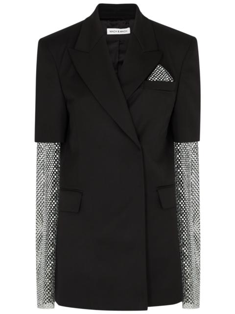 MACH & MACH Crystal-embellished wool mini blazer dress