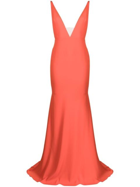 ALEX PERRY plunge-neck fishtail gown