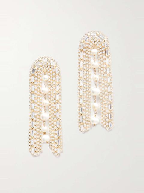 Megeve gold-tone, crystal and pearl earrings