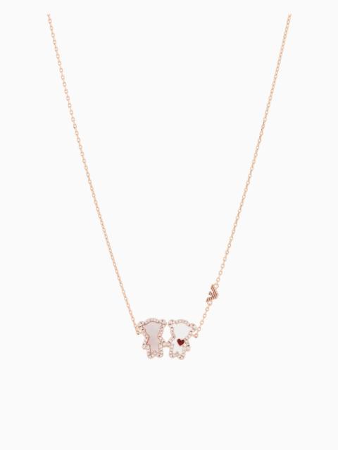 EMPORIO ARMANI ROSE GOLD-TONE BRASS ID NECKLACE