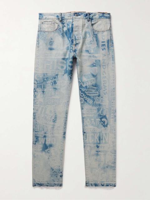 Good Luck Straight-Leg Frayed Printed Jeans
