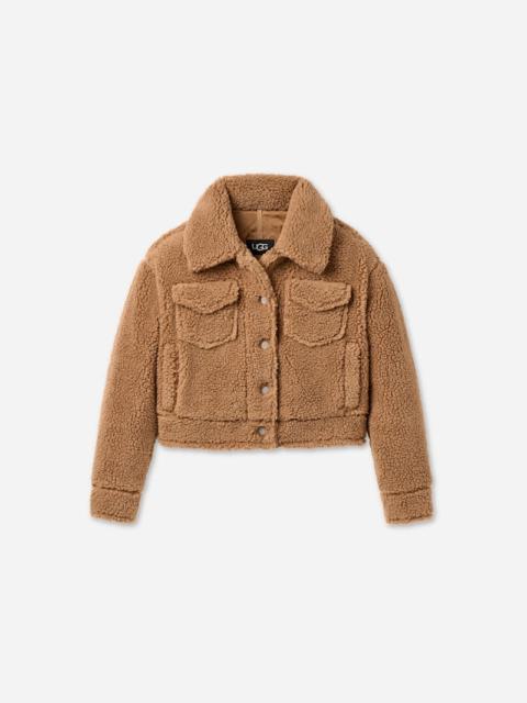 UGG ® Women's Frankie Short Trucker Jacket Fleece in Chestnut