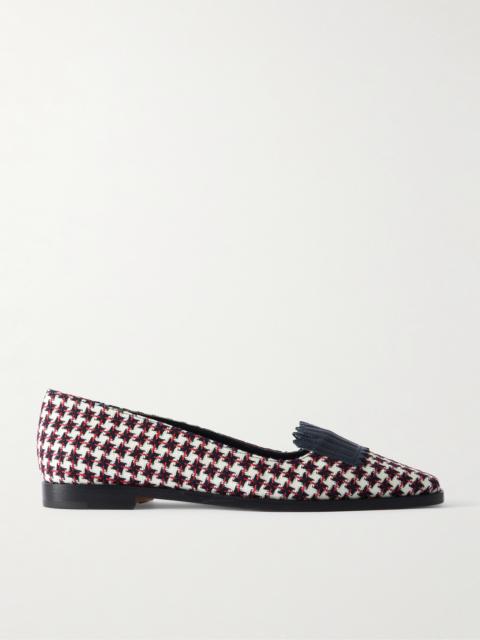 Manolo Blahnik Pausaniasbi Leather-trimmed Embroidered Tweed Loafers