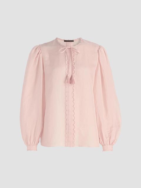 KOBI HALPERIN Women's Harlow Linen-Blend Tieneck Blouse - Ballerina Pink