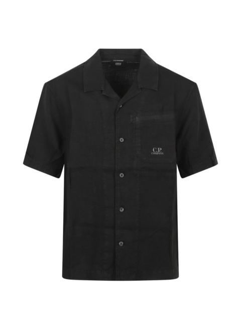 C.P. Company logo-print camp-collar shirt