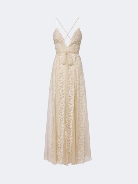 FENDI Silk chiffon and lace maxi dress