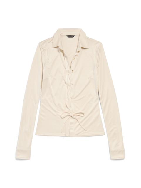 BALENCIAGA Women's Lace-up Shirt in Champagne Beige