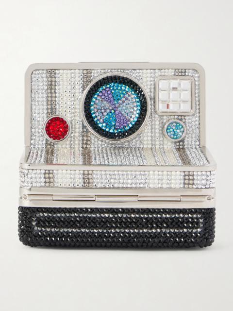JUDITH LEIBER Image Crystal-embellished Silver-tone Clutch