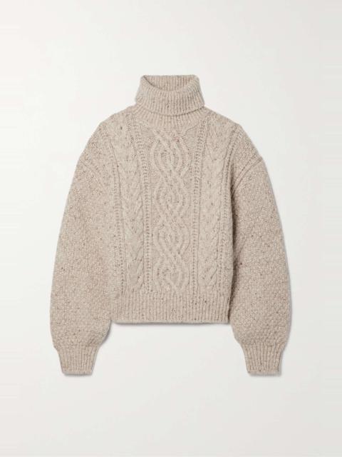 Cable-knit wool and cashmere-blend turtleneck sweater