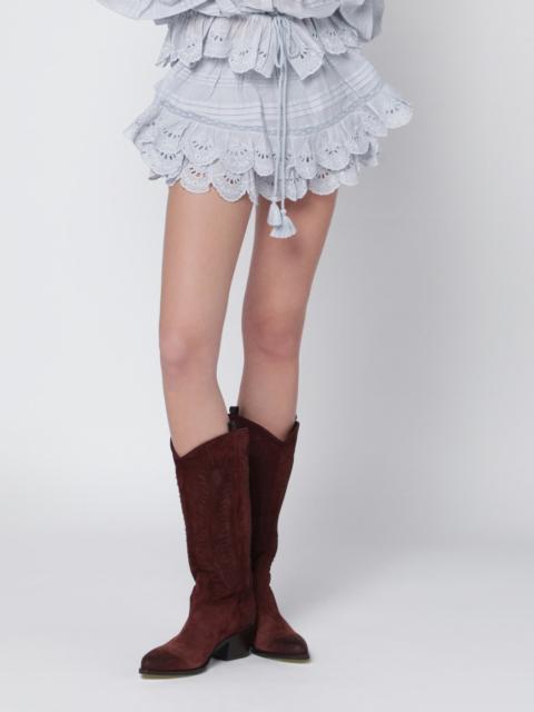 Isabel Marant Étoile Light blue lace Puria shorts with ruffles