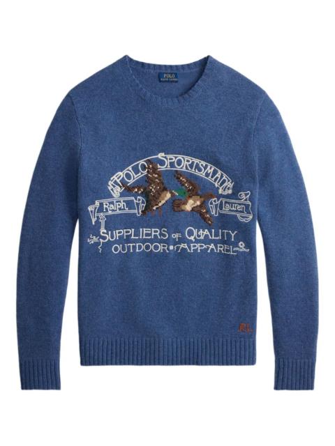 Polo Ralph Lauren Sportsman embroidered intarsia-knit sweater